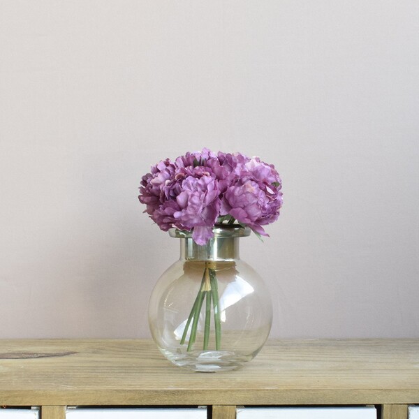 Buquê De Peônias Abertas Artificiais Roxas  | Linha Permanent